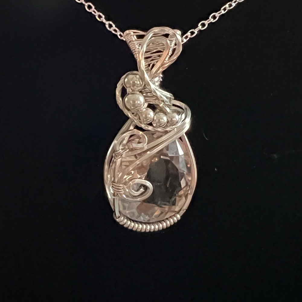 #6 Pale Yellow Faceted Quartz Sterling Silver Pendant